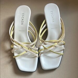 Escada Women's Strappy White and Yellow Sandals